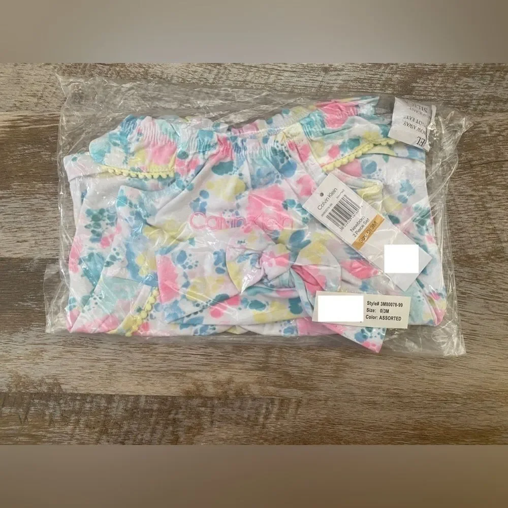 Calvin Klein Baby Tie-Die Romper Set
